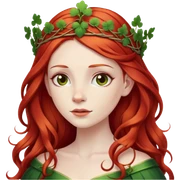 irish princess with crown of vines and red hair sticker