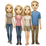 Pale skin family of 6 and 2 cats sticker