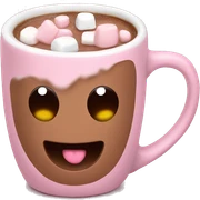 Light Pink mug of hot chocolate with marshmallows  sticker
