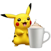 Pikachu holding a coffee cup sticker