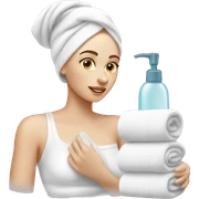 White girl doing her skincare with a wrapped towel sticker