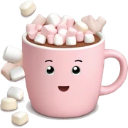Light Pink mug of hot chocolate with marshmallows  sticker