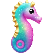 Kawaii neon glitter sea horse emoji    sticker