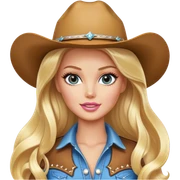 Cowgirl blonde Barbie model, long shiny hair sticker