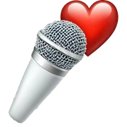 white sparkly microphone with red heart sticker
