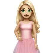 Realistic White girl with Long straight blonde hair, green eyes, tattoos, full body wearing pink tulle dress sticker