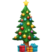 Christmas tree with retro lights and gifts  sticker