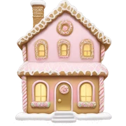 light pink and gold and white gingerbread house sticker