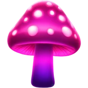 Hot pink sparkly neon glowing mushroom sticker