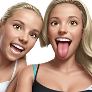 blonde girls showing their smiles sticker