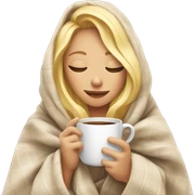 blonde girl inside a blanket sipping coffee eyes closed sticker
