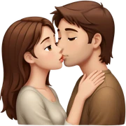 Girl with brown hair kissing tall guy with brown hair  sticker