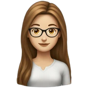 White girl with long brown hair and glasses sticker