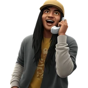 boy talking on phone indoors sticker