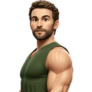 muscular male with beard sticker