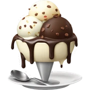 ice cream sundae with chocolate on plate sticker