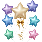pearl-colored bow and 6 metallic aesthetic star-shaped balloons sticker