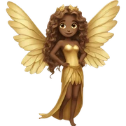 big wings, Beautiful, fairy, gold, brown, long hair sticker
