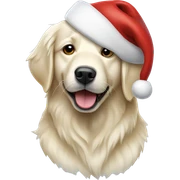 White Golden retriever wearing a Santa hat sticker