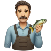 moustache husband with fish sticker
