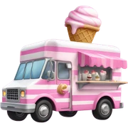 pink and white striped ice cream truck sticker