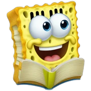Silly Sponge Bob reading thick book sticker