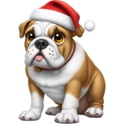 Bulldog wearing Santa hat  sticker