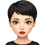 woman pixie cut textured black hair shiny lips , very pretty hazel eyes and  long long lashes sticker
