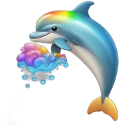 dolphin with rainbow sticker