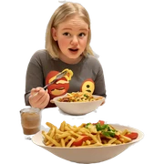 girl enjoying meal indoors sticker