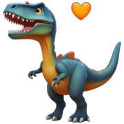 Dinosaurio con corazón naranja sticker