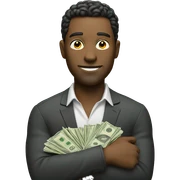 man with stack of money sticker