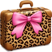 Leopard print suitcase with 2 pink bows sticker