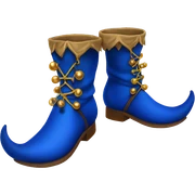 Realistic isolated royal blue elf boots with bells. sticker