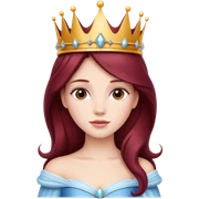 Beautiful long burgundy haired girl wearing a princess crown sticker