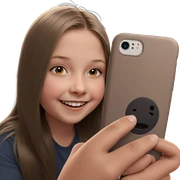 smiling girl holding phone indoors sticker