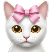 white kitty with hazel eyes and pink bow sticker