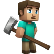 steve from minecraft holding a pickaxe sticker