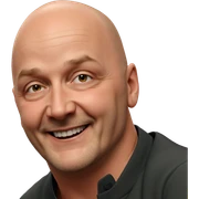 bald boy with a smile sticker