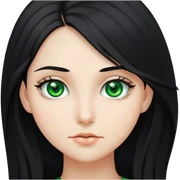 Girl black hair green eyes and long hair sticker