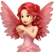 big wings, rose, Beautiful, fairy, red, long hair sticker