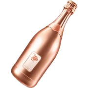 Realistic rose gold metal champagne bottle sticker