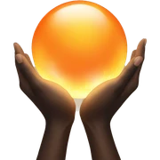 Hands holding Glowing orange orb sticker