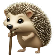 hedgehog with a stick sticker