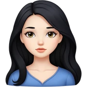 black long hair girl with soft makeup sticker
