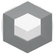 Gray pentagon shape inside white square  sticker