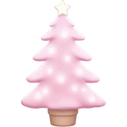 Pastel Pink Christmas tree with pink lights and white ornaments  sticker