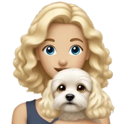 Blonde girl with blue eyes and blonde maltipoo sticker