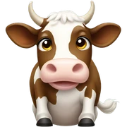 Cow sitting down waving hello sticker