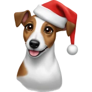 jack russell in a christmas hat sticker